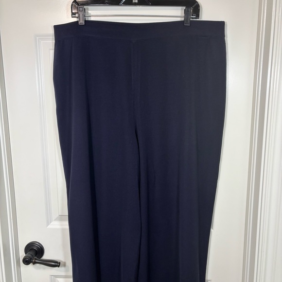 Misook Navy Blue Wide Leg Women's Pull-On Knit Pants Elastic Waist Size 3X - Picture 3 of 7